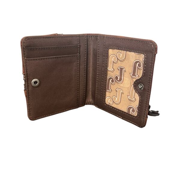 NWT! Justin Turquoise Naja Concho Brown Western Bifold Wallet - Picture 4 of 5